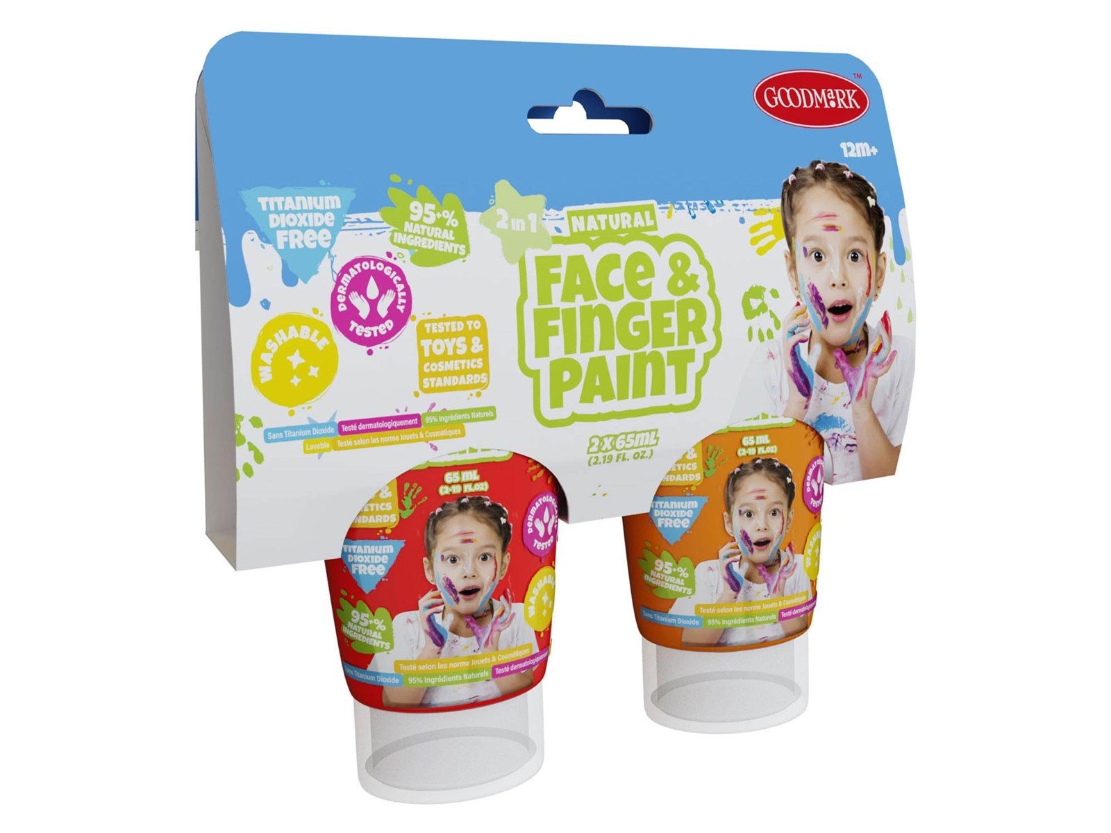 Boti Natural Face & Fingerpaint Tube - Red and Orange 2x65ml Boti Natural Face & Fingerpaint Tube - Red and Orange 2x65ml